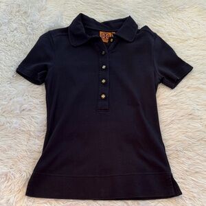 Tory Burch Black Short Sleeve Polo Top